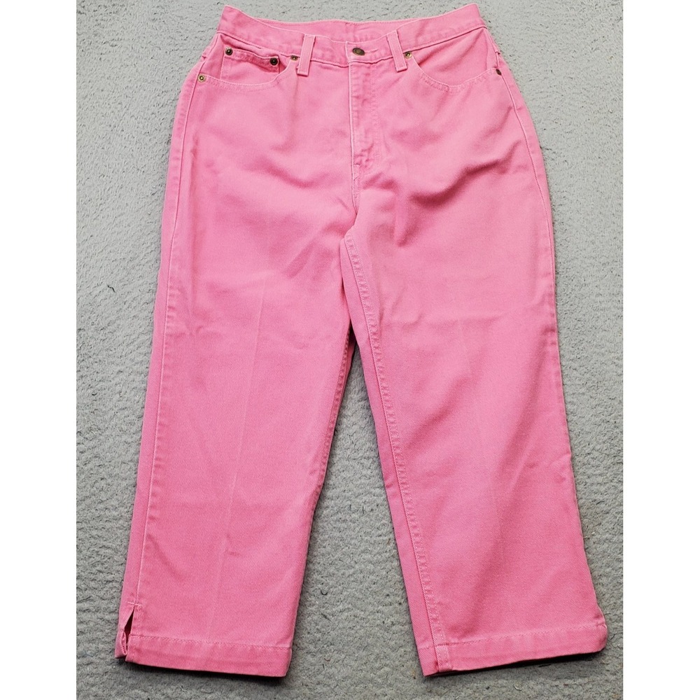 Jeanology Cropped Jeans Womens 8 Pink Medium Wash 5-Pockets Straight Ankle Slit